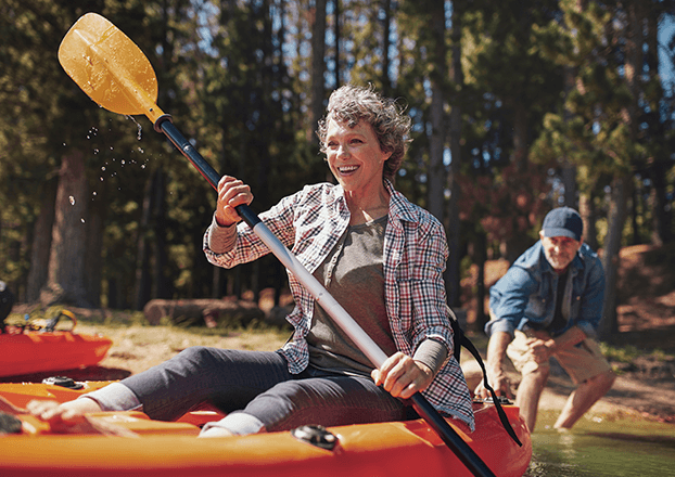 senior woman kayaking
