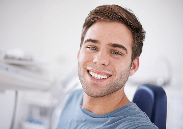 happy man at the dentist